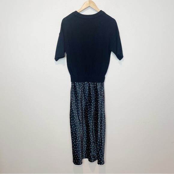 Evereve Polkadot Dress Sweater Top Satin Skirt Classic Size XS - Picture 4 of 9